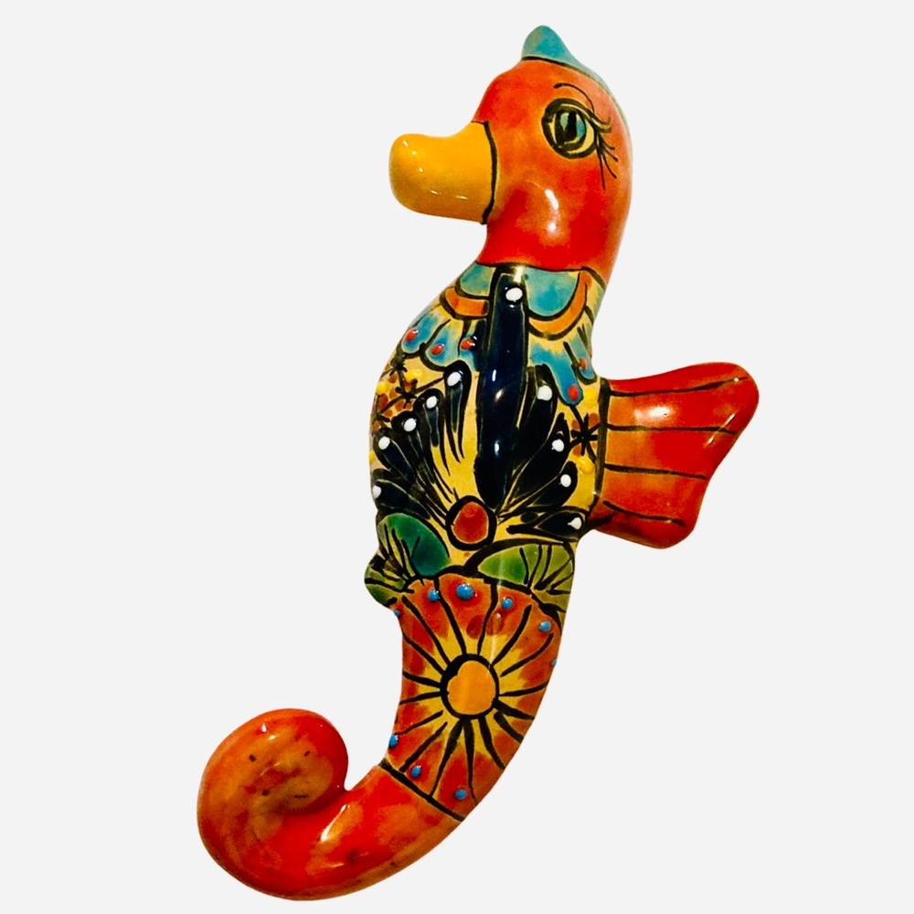 TELAVERA Pottery Seahorse - Handmade - Hand Painted - Wall Art - RARE - VTG